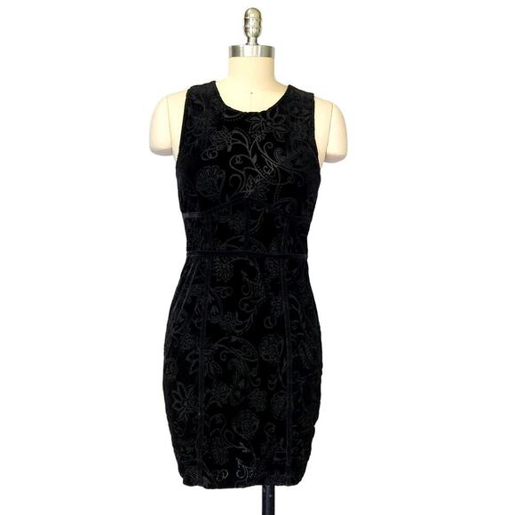 Intimately Free People Velvet Burnout Mini Dress Size L Black Bodycon Sleeveless - Picture 2 of 7